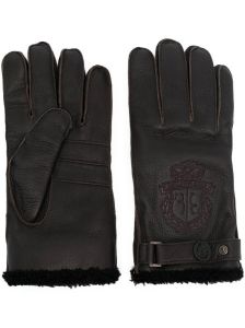 Billionaire embroidered-logo faux-fur lined gloves Bruin