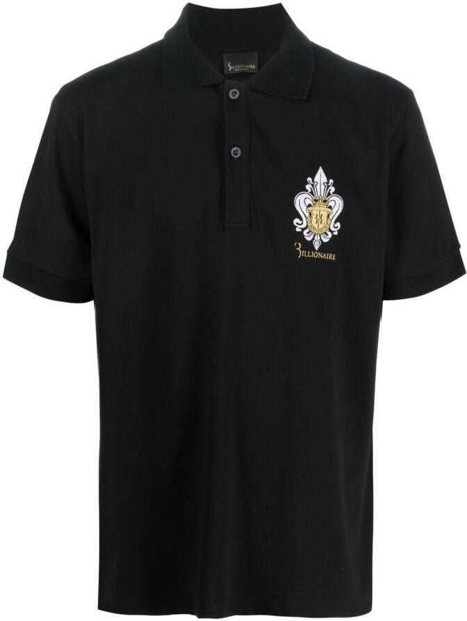 Billionaire Poloshirt met geborduurd logo Zwart