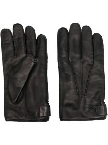 Billionaire leather logo-embossed button gloves Zwart
