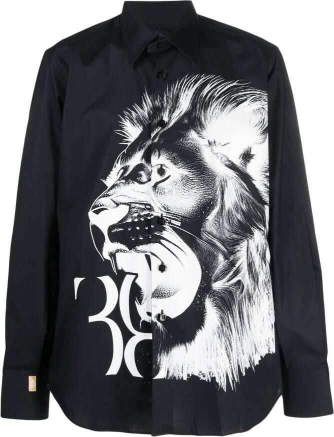 Billionaire Overhemd met leeuw-print Zwart