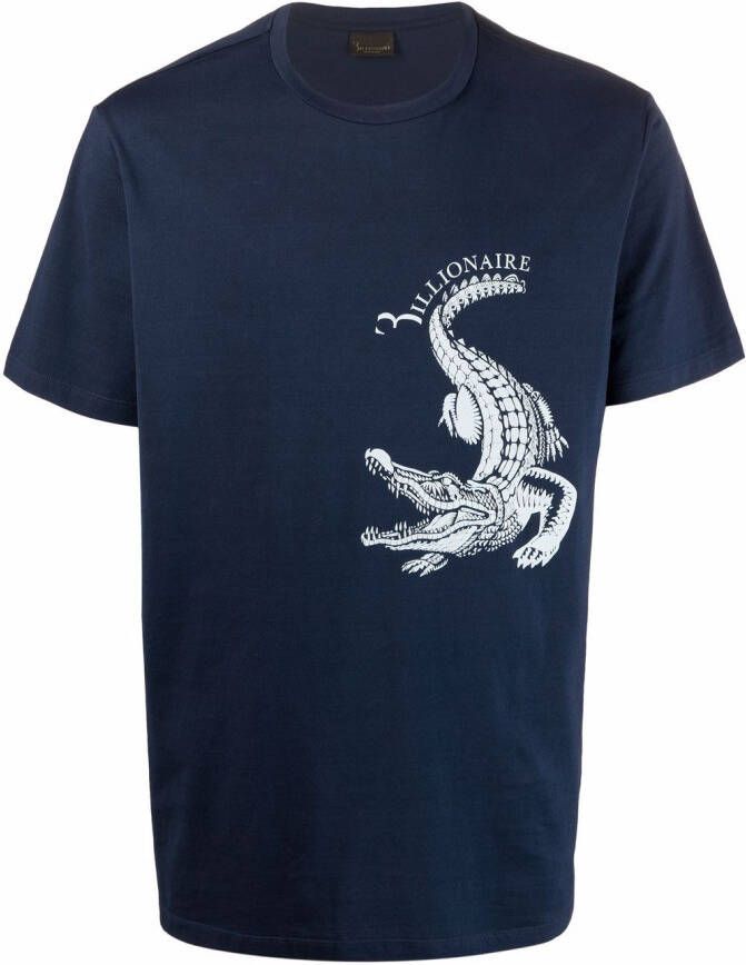 Billionaire T-shirt met krokodillenprint Blauw