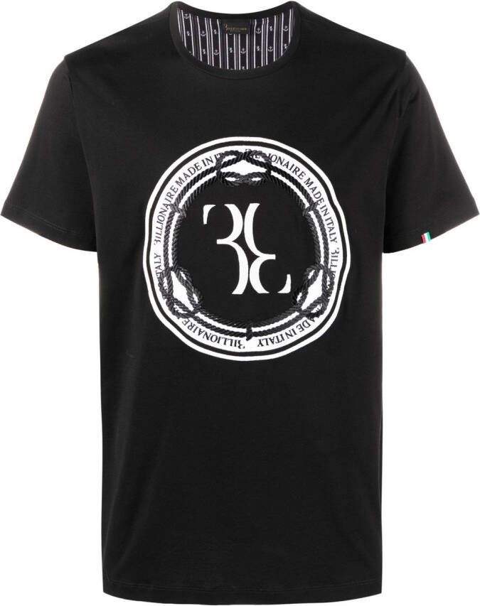 Billionaire T-shirt met logoprint Zwart