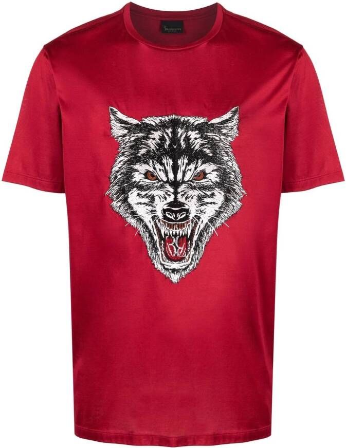 Billionaire T-shirt met wolfprint Rood
