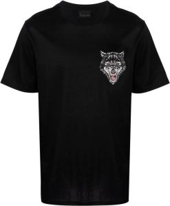 Billionaire T-shirt met wolfprint Zwart