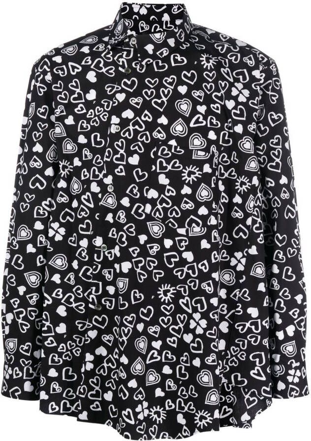 Black Comme Des Garçons Overhemd met hartprint Zwart