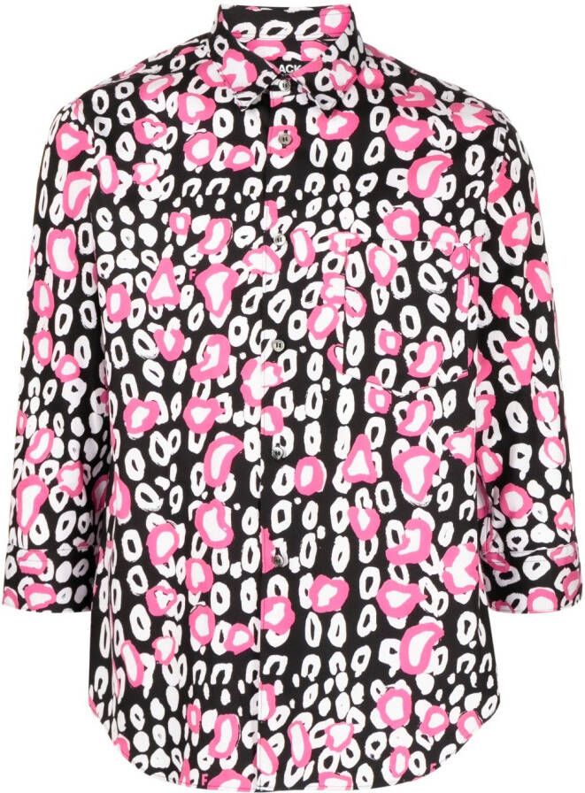 Black Comme Des Garçons Overhemd met luipaardprint Roze