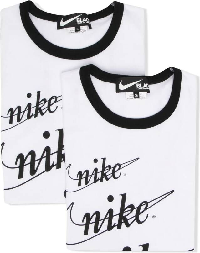 Black Comme Des Garçons x Nike T-shirt met print Wit