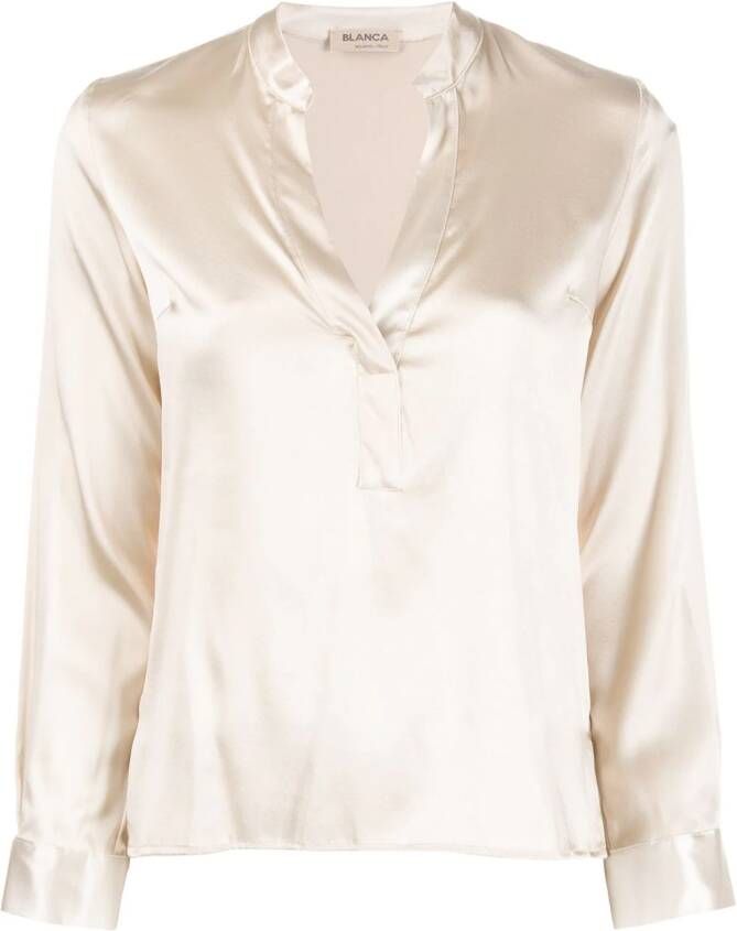 Blanca Vita Blouse met V-hals Beige