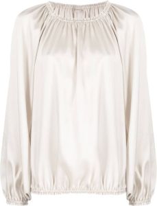 Blanca Vita satin-finish ruched blouse Beige