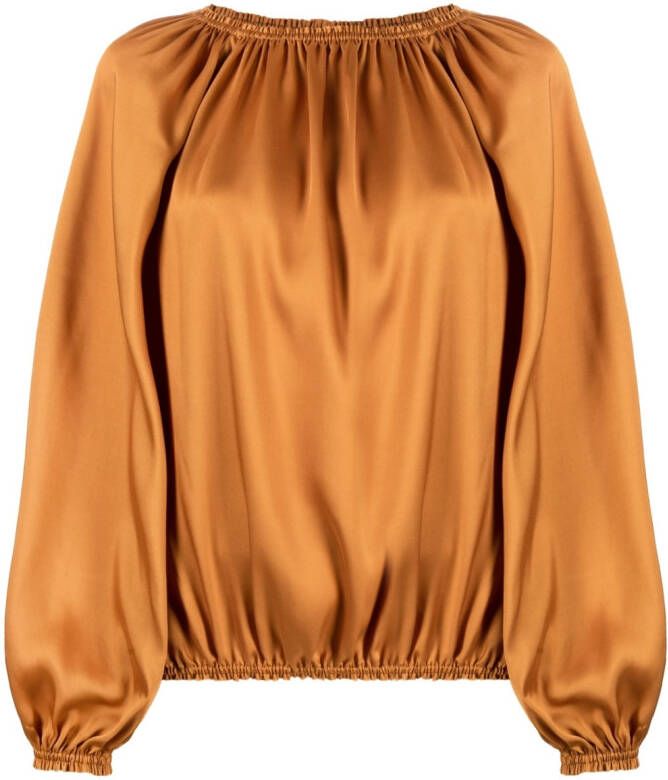 Blanca Vita Blouse met ruche Bruin