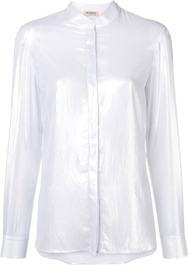 Blanca Vita Shirt met bandkraag Zilver