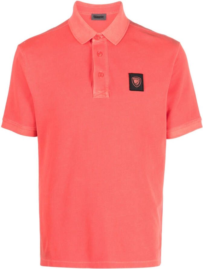 Blauer Poloshirt met logopatch Oranje