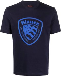 Blauer T-shirt met logoprint Blauw