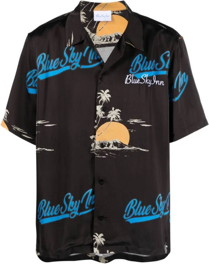 BLUE SKY INN Overhemd met logoprint Zwart