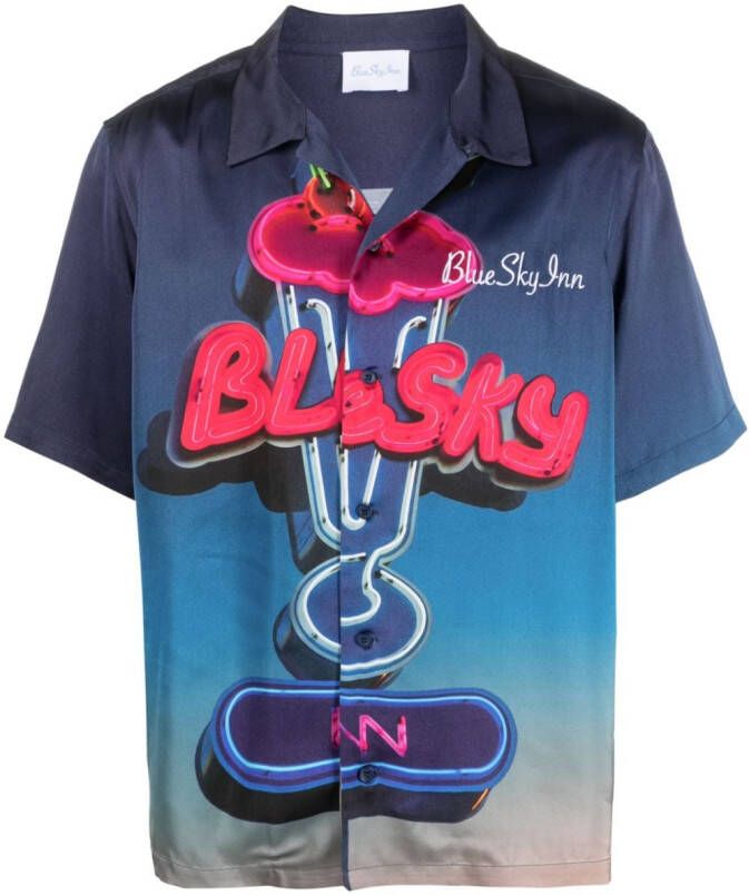 BLUE SKY INN Overhemd met logoprint Blauw