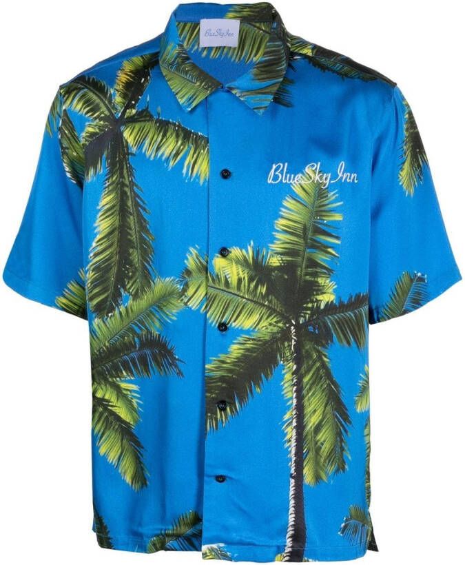 BLUE SKY INN Overhemd met palmboomprint Blauw