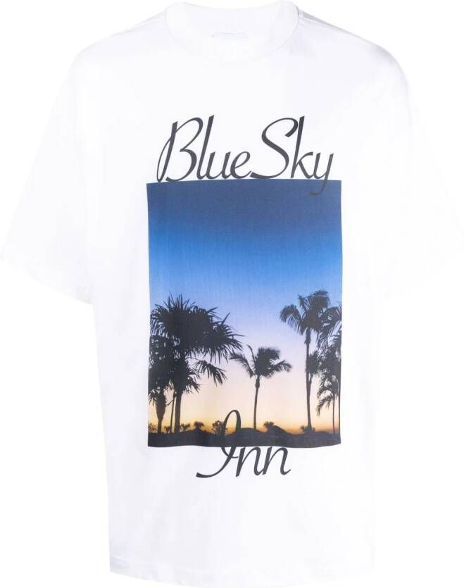 BLUE SKY INN T-shirt met palmboomprint Wit