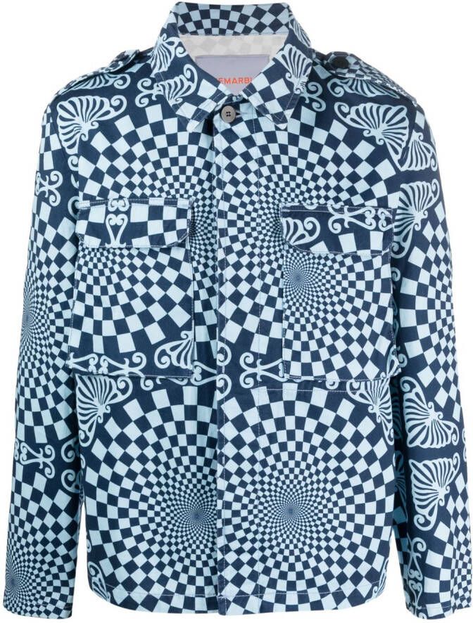 BLUEMARBLE Overhemd met geometrisch patroon Blauw