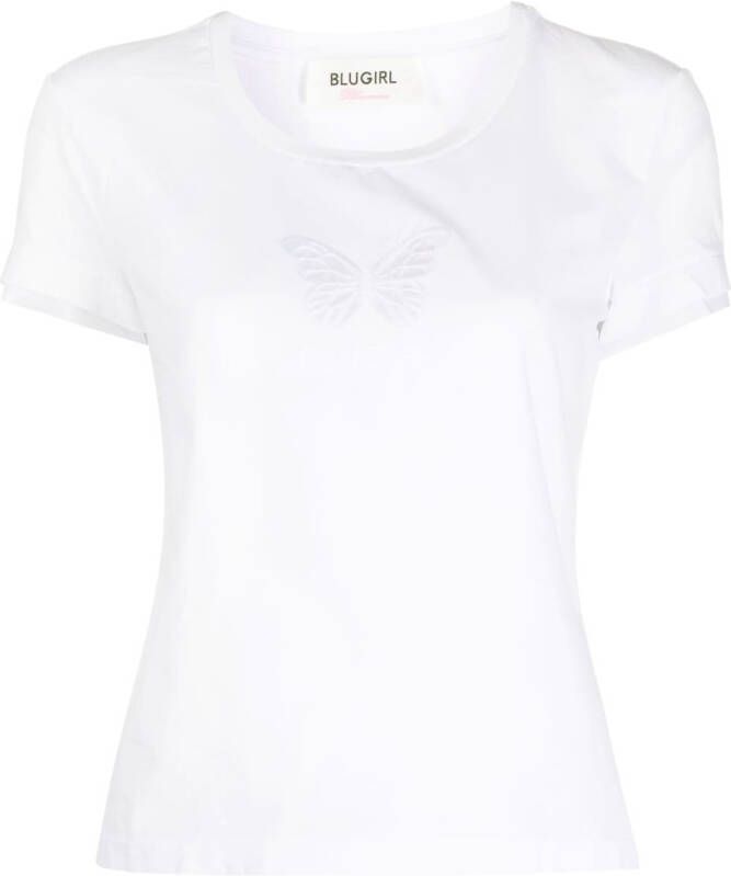Blugirl T-shirt met geborduurd log Wit