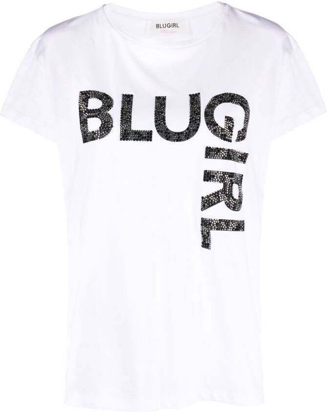 Blugirl T-shirt met verfraaid logo Wit