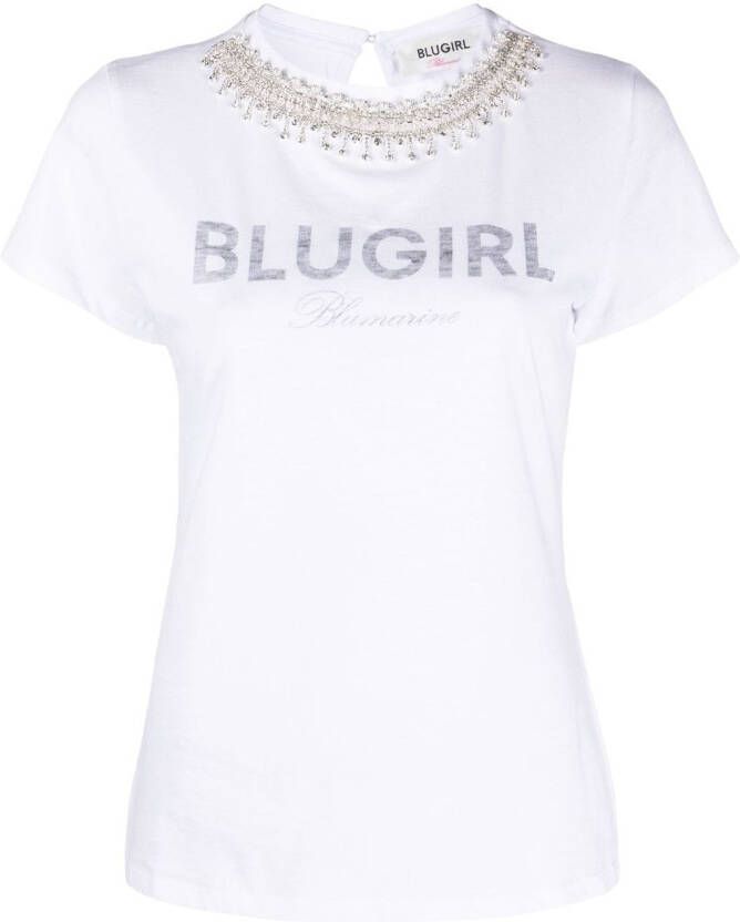 Blugirl T-shirt verfraaid met kristallen Wit