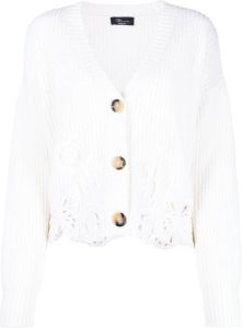 Blumarine butterfly embroidered knit cardigan Wit