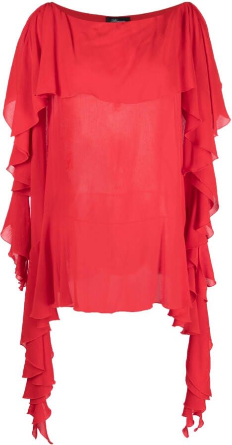 Blumarine Semi-doorzichtige blouse Rood