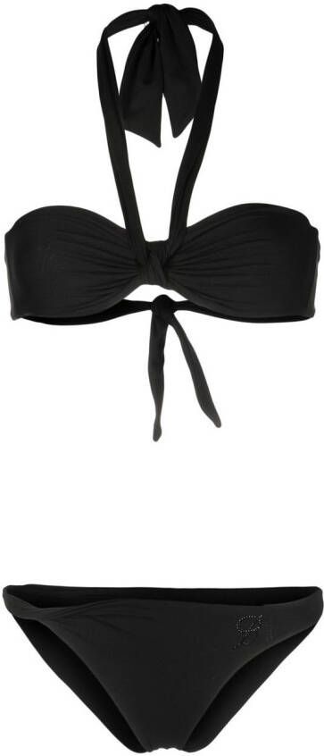 Blumarine Bikinitop met logo Zwart