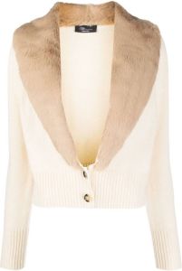 Blumarine knitted fur-collar jacket Beige