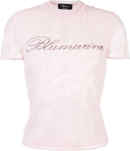 Blumarine logo-embellished mesh top Roze