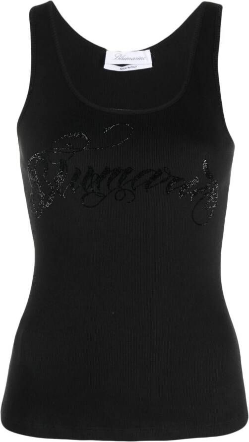 Blumarine logo-embellished stretch-cotton tank top Zwart