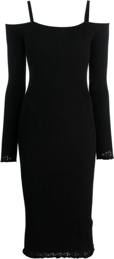 Blumarine Midi-jurk met geborduurd logo Zwart
