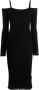 Blumarine Midi-jurk met geborduurd logo Zwart - Thumbnail 1