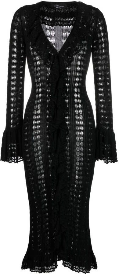 Blumarine Midi-jurk met V-hals Zwart
