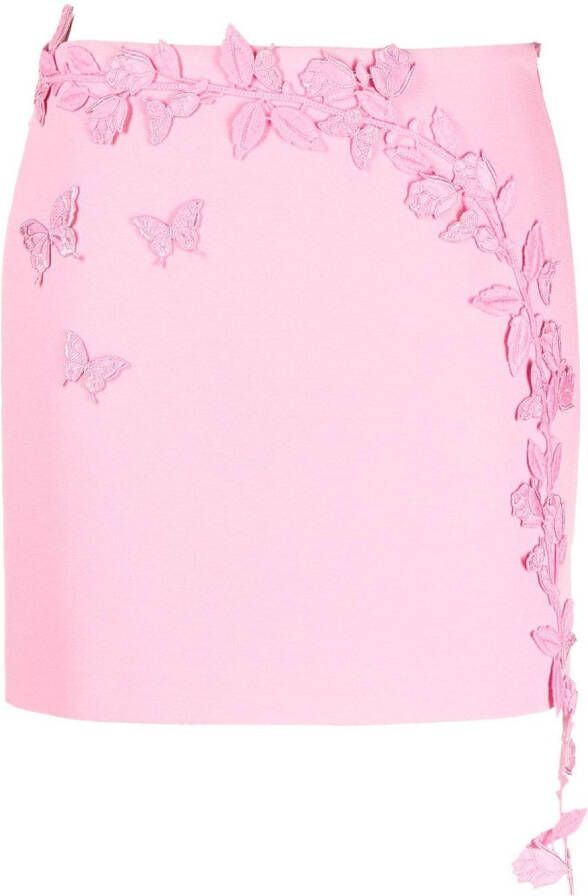 Blumarine Mini-rok met bloemenapplicatie Roze