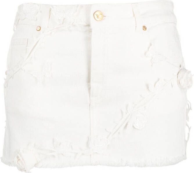 Blumarine Mini-rok met bloemenpatch Wit
