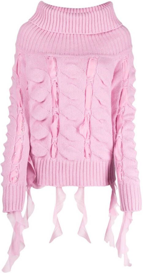 Blumarine ribbon-detail wool jumper Roze