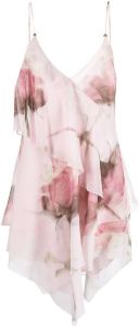 Blumarine ruffled-detail silk mini dress Roze
