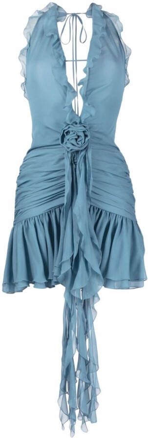 Blumarine Mini-jurk met ruches Blauw