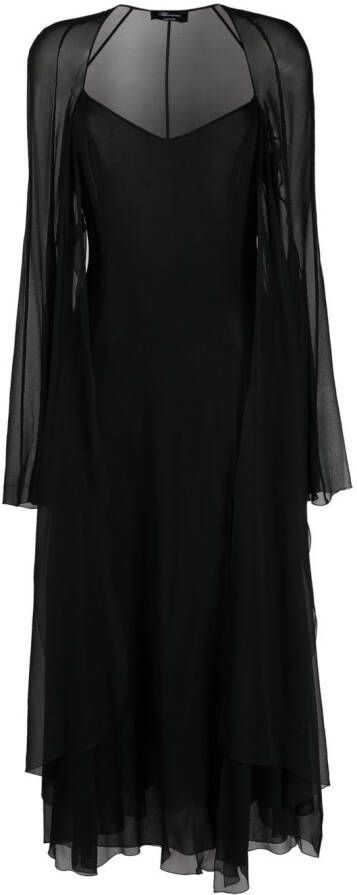 Blumarine Semi-doorzichtige midi-jurk Zwart