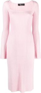 Blumarine square-neck knitted dress Roze
