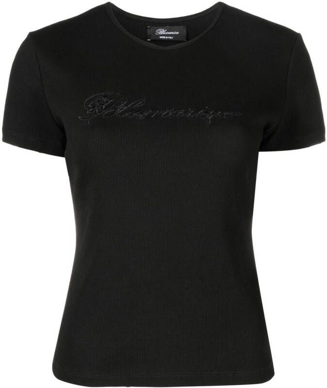 Blumarine T-shirt met geborduurd logo Zwart
