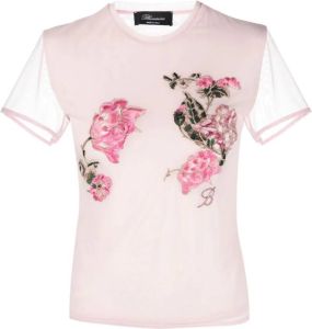 Blumarine T-shirt met geborduurde bloemen Roze