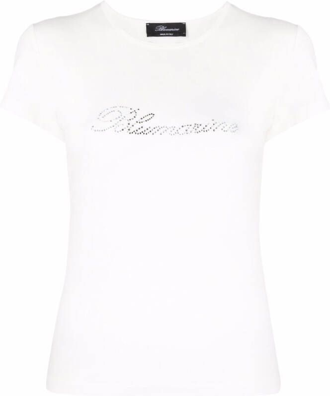 Blumarine T-shirt met logo van stras Wit