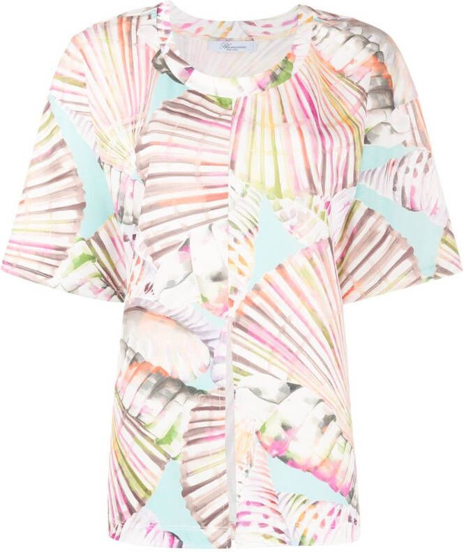 Blumarine T-shirt met tropische print Wit