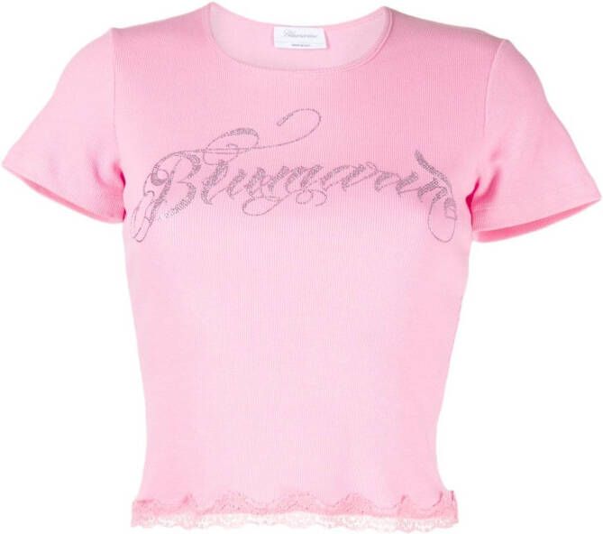 Blumarine T-shirt verfraaid met logo Roze