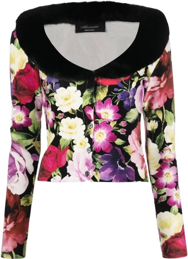 Blumarine Vest met bloemenprint Zwart