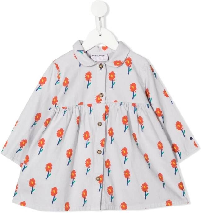 Bobo Choses Jurk met bloe print Grijs