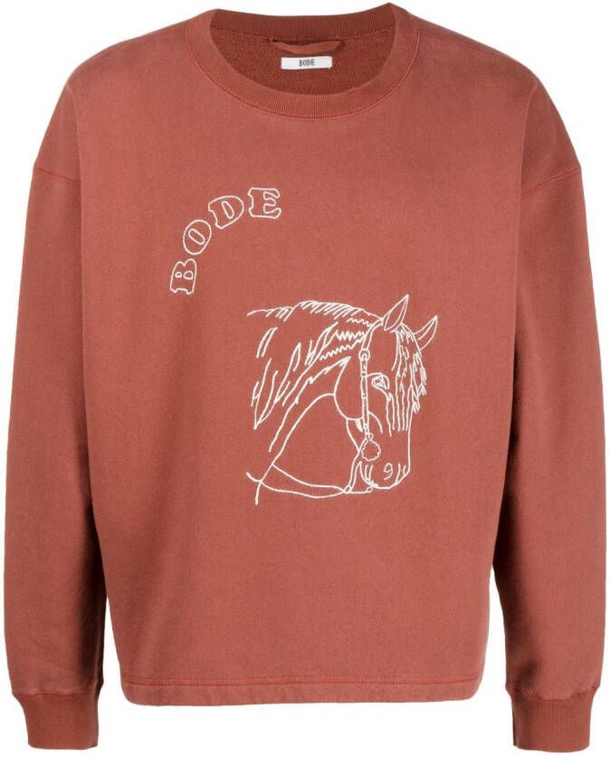 BODE Sweater met geborduurd logo Rood