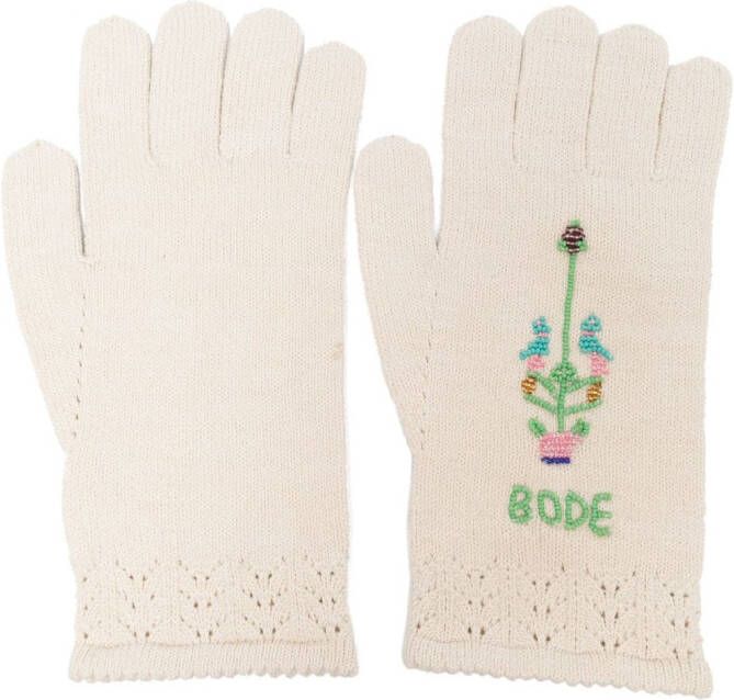 BODE Handschoenen met geborduurd logo Beige